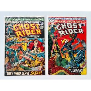 Lot of 2 Vintage Marvel Spotlight Ghost Rider 5, 7 1972 Comic Books Horror